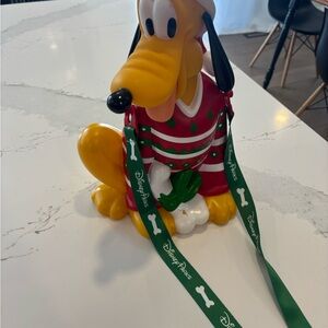 Disney Holiday Pluto Figurine with Red and Green Accents